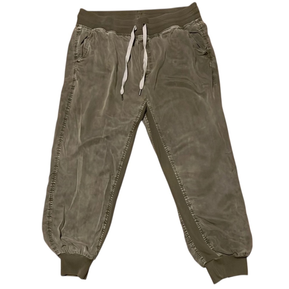 Aerie Womens Large Ribbed Woven Jogger Track Pants Green Lyocell Comfy EUC - Picture 2 of 7